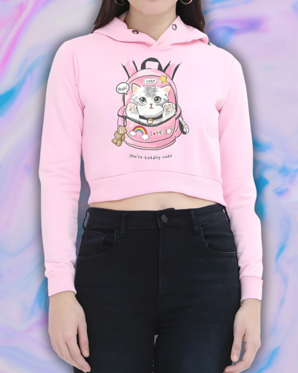Cute Cat Crop Hoodie
